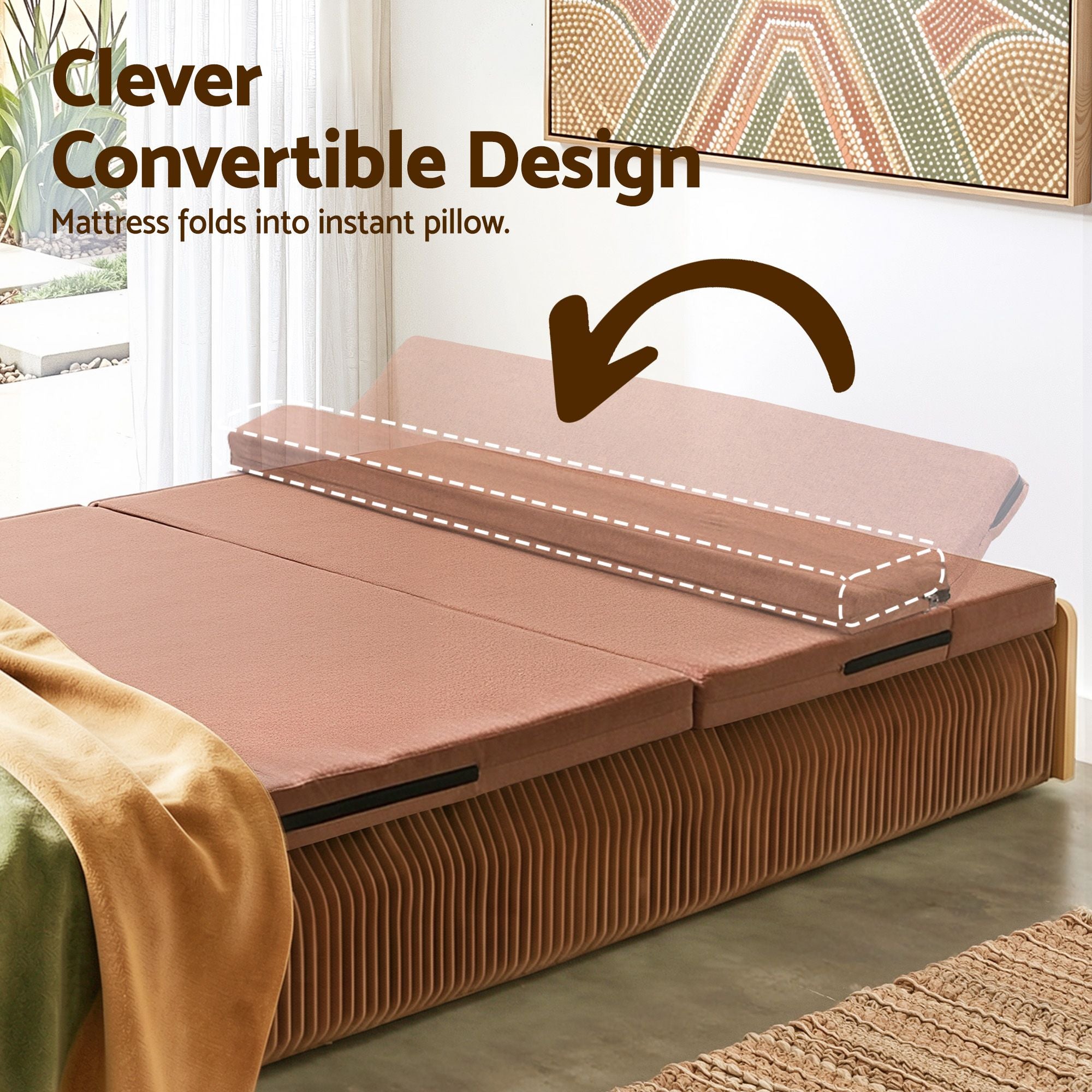 Folding Kraft Paper Bed Frame with Mattress and Pillow 300kg Capacity 200x60cm