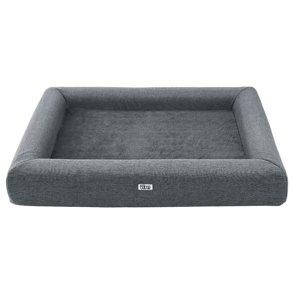 90CM Calming Egg Crate Foam Pet Bed with Washable Cover - Grey
