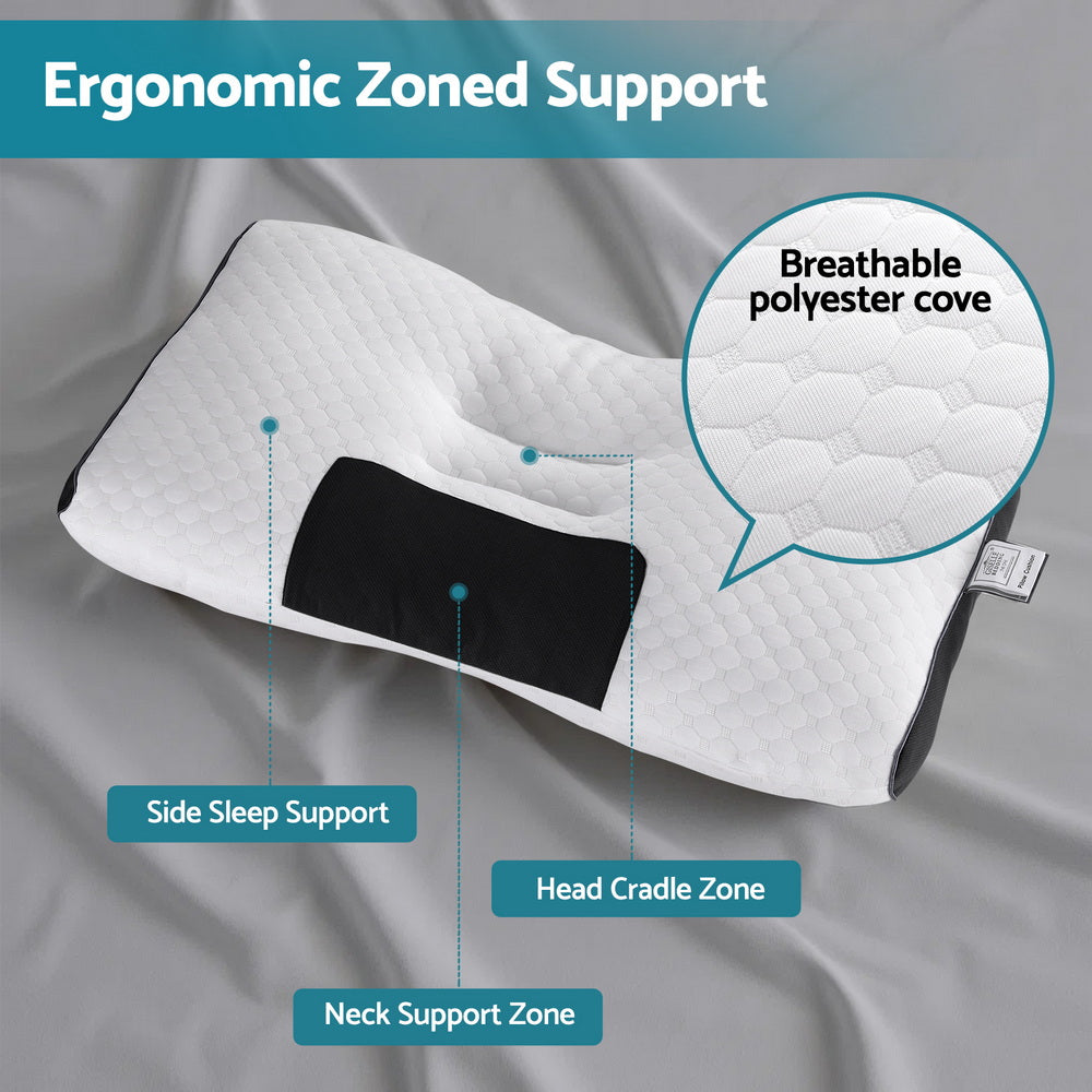 Contour Pillow Ergonomic Neck Pillow 48X73CM with breathable polyester cover and ergonomic zoned neck and head support areas