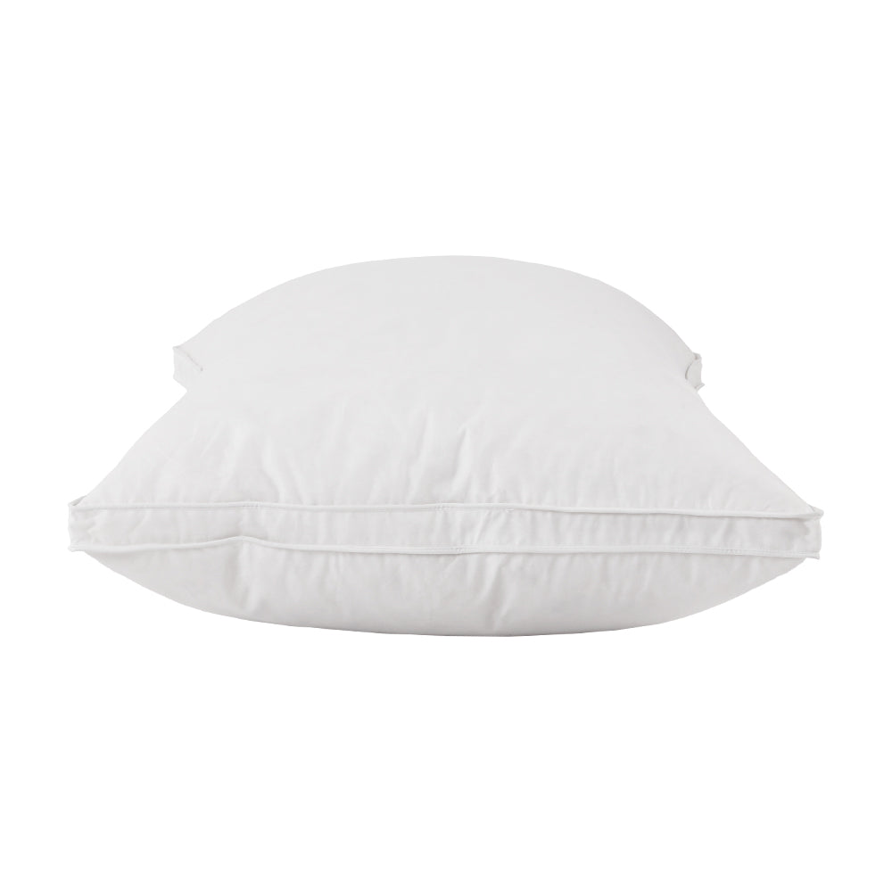 Duck Feather Down Twin Pack Pillow with fluffy white duck feather and down filling for firm neck support on white background