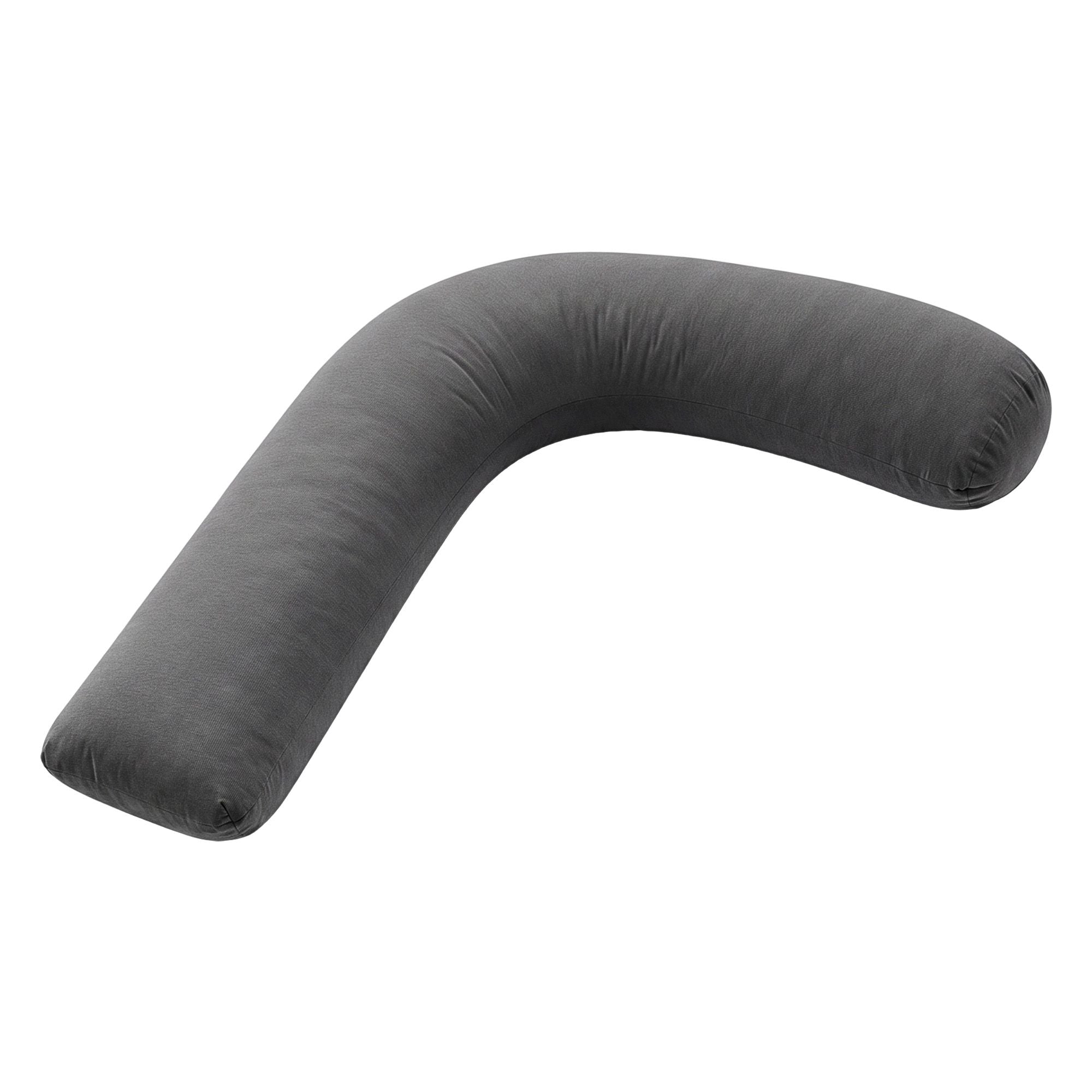 Pregnancy Pillow for Side Sleeping L-Shaped Maternity Body Pillow for Women 100% Cotton Jersey Cover for Head Neck Belly Support, 63x115 cm Grey
