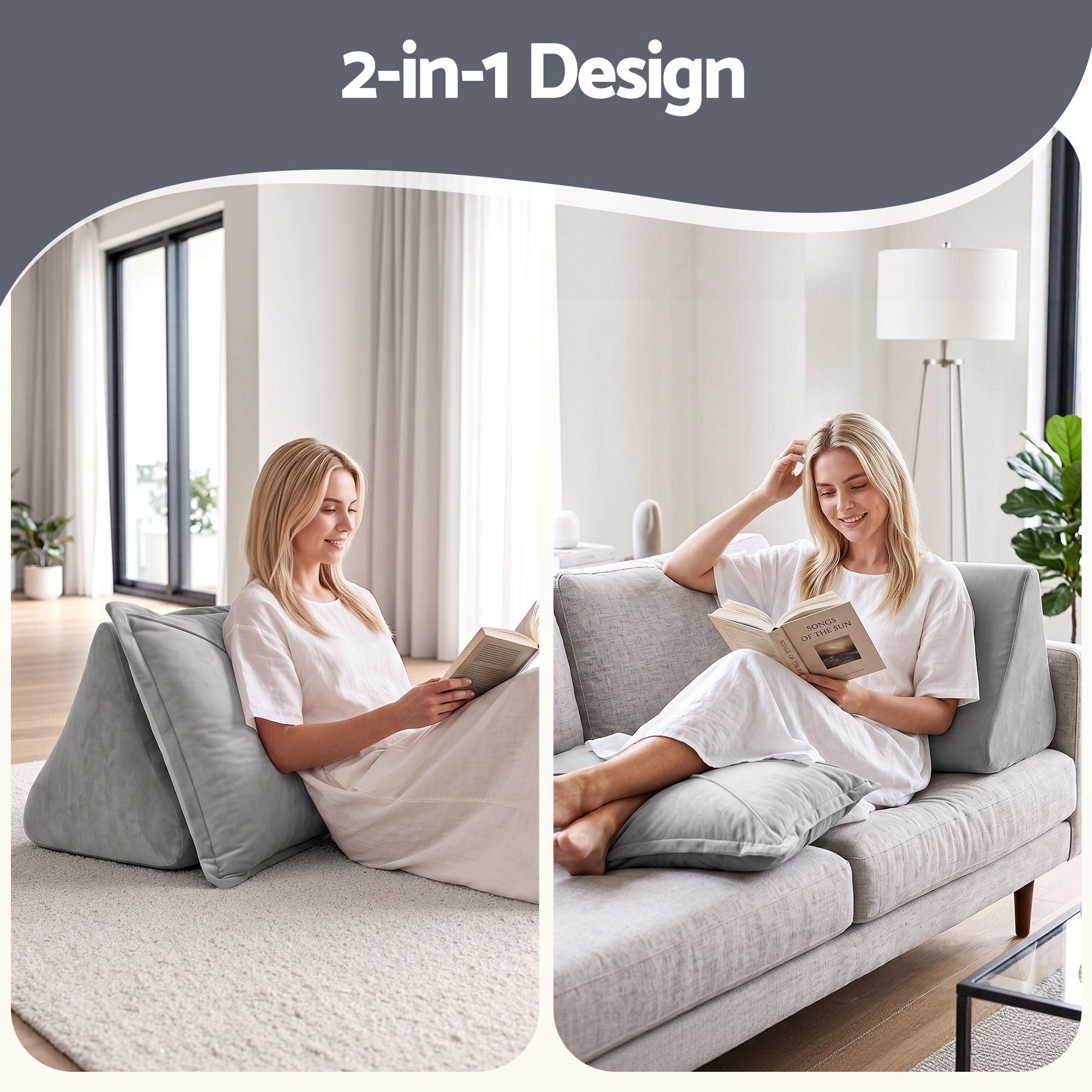 Back Pillow for Sitting in Bed, No-Collapse 25D High-Density Base, Ergonomic Lumbar Support Pillow for Gaming, Nursing & Floor Tatami, 90% Shredded Sponge Cushion with Washable Velvet Cover