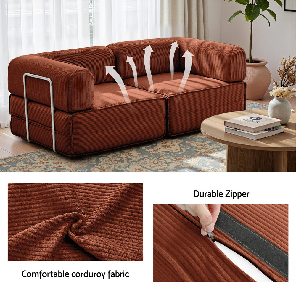 Convertible Folding Sofa Bed Orange
