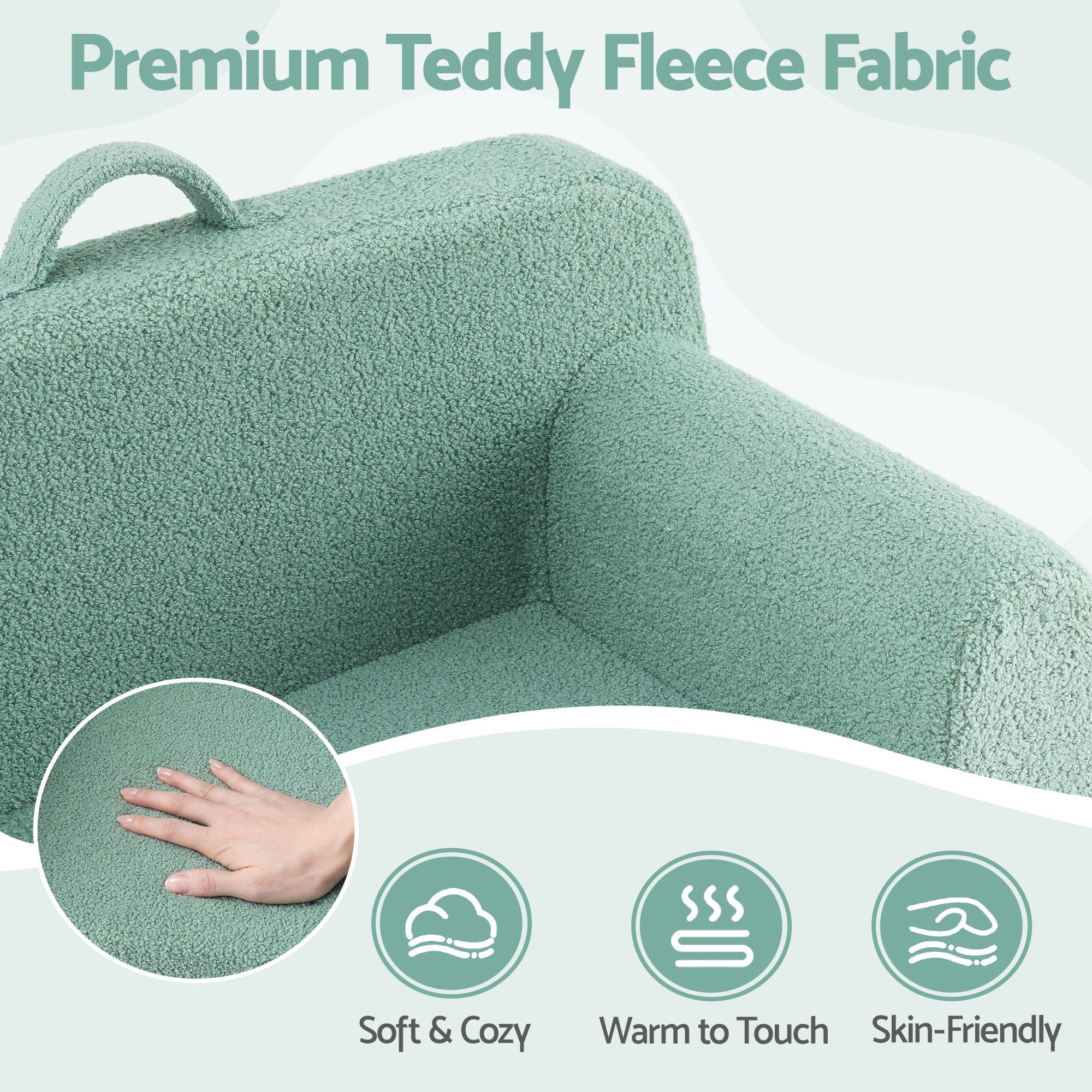 Foam Kids Sofa with Carry Handle and Removable Cover - Mint Green