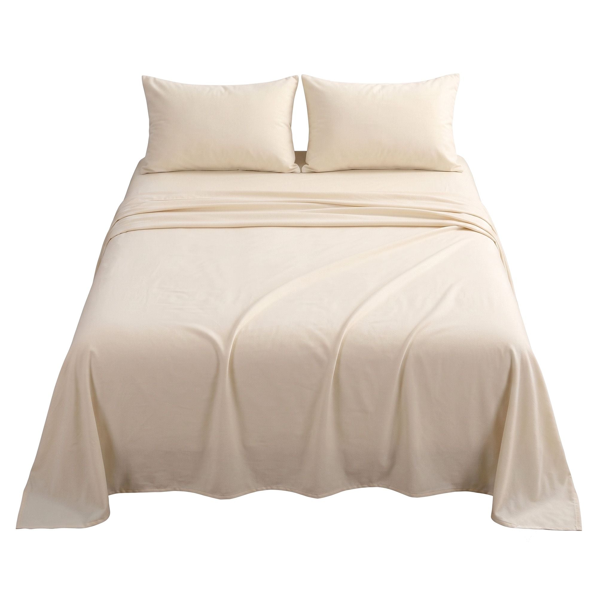 Queen Sheet Set 150 GSM Anti-pilling Micro Flannel, Fast Drying Lightweight 4 Piece, 40CM Deep Pocket Fits Thick Mattress, Cream White