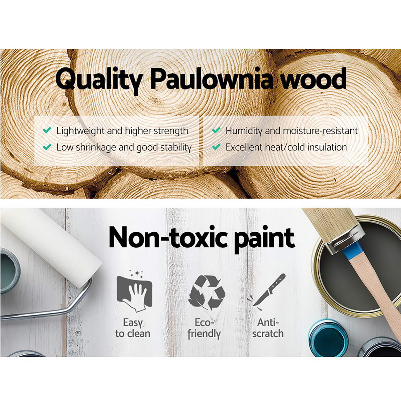 2x Bedside Table 3 Drawers Vintage - THYME Blue