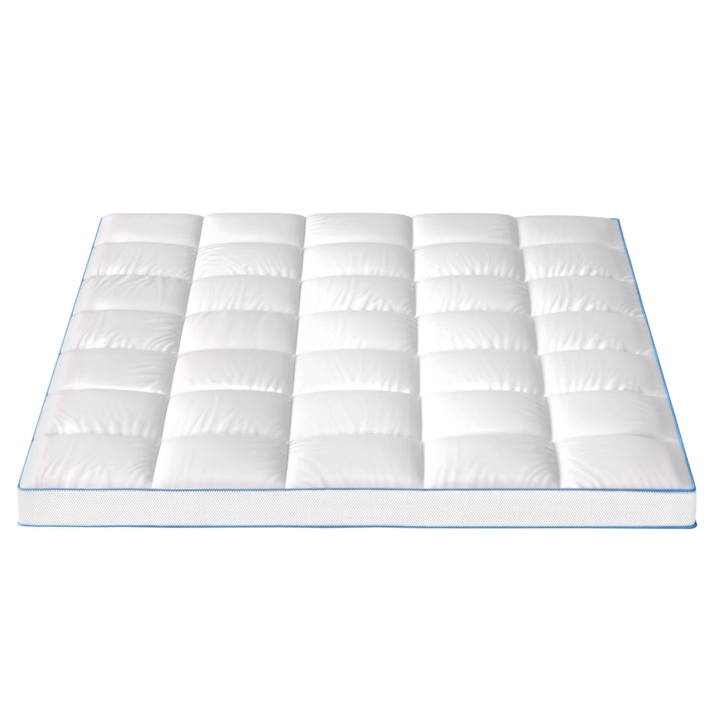 Mattress Topper Pillowtop Bamboo 10cm Queen with quilted microfibre cover, designed for added comfort and bedroom furniture use