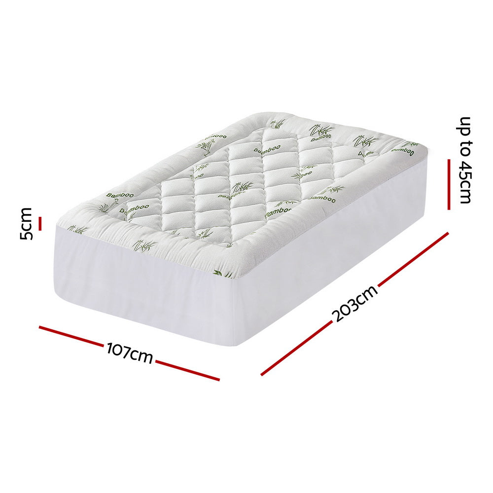 Mattress Topper 5cm Pillowtop toppers Bamboo King Single