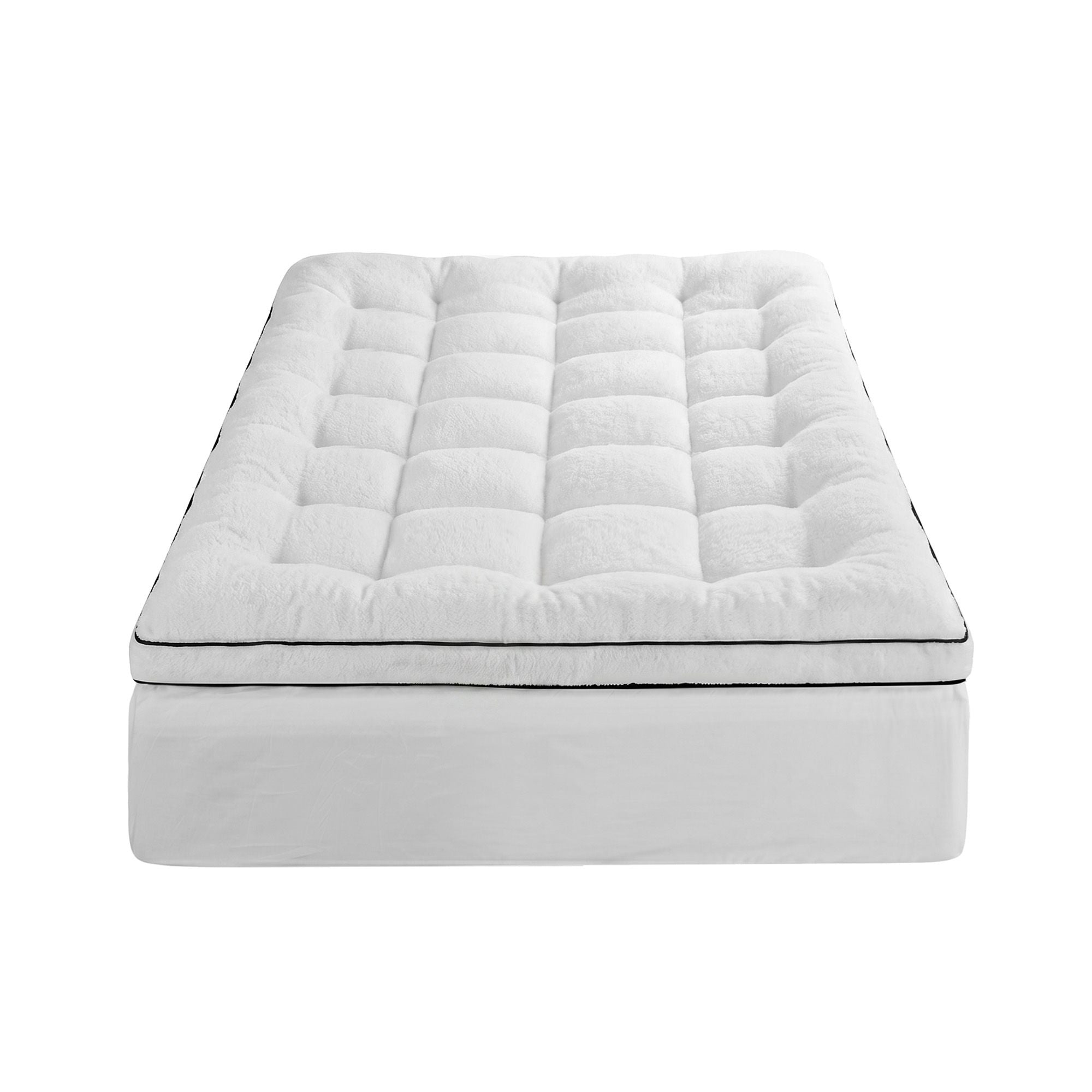 King Single 5cm Mattress Topper with Coral Fleece Cover - White