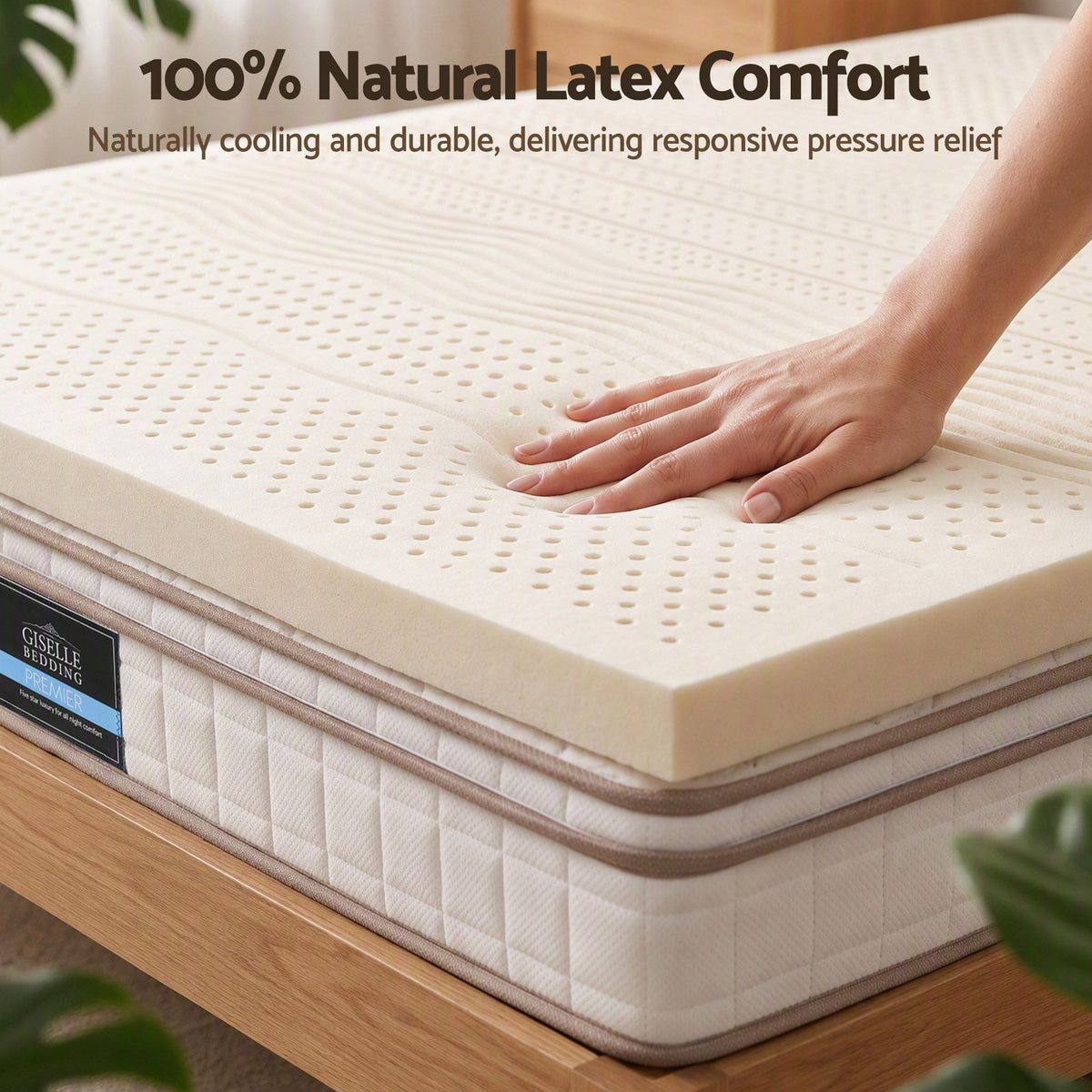 King 5cm 7-Zone Natural Latex Mattress Topper with Breathable Core