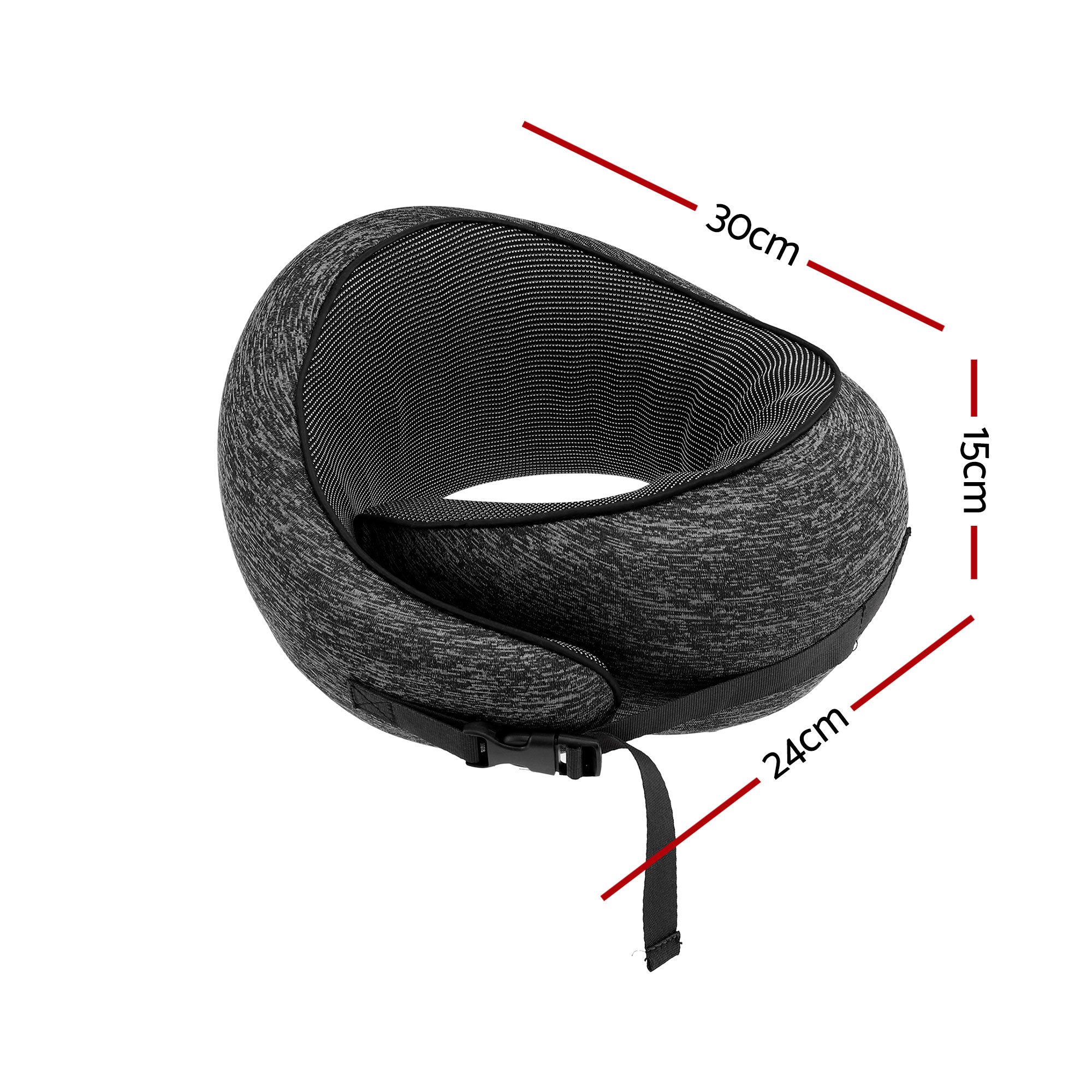 Memory Foam Travel Pillow with Storage Bag - Dark Grey