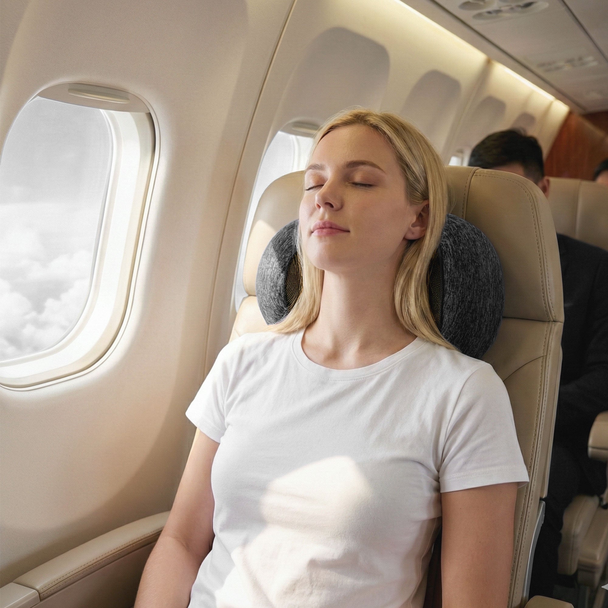 Memory Foam Travel Pillow with Storage Bag - Dark Grey