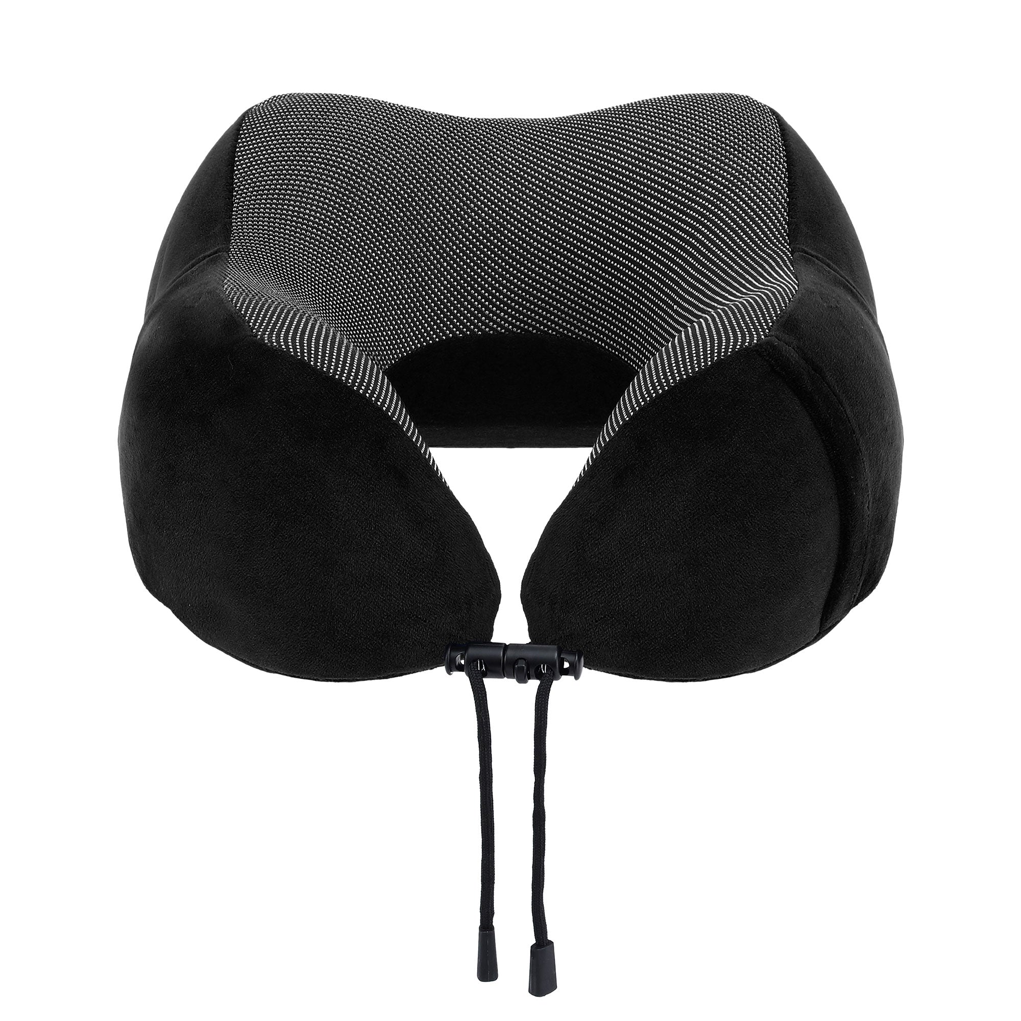 Memory Foam Travel Pillow with Storage Bag - Black