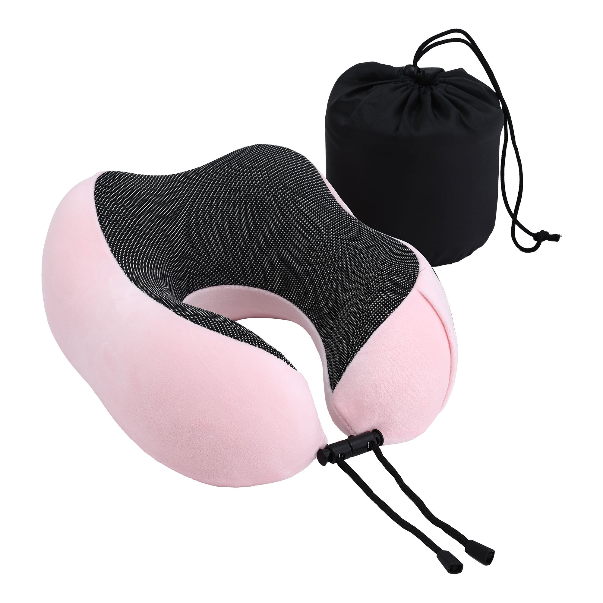 Memory Foam Travel Pillow with Storage Bag - Pink