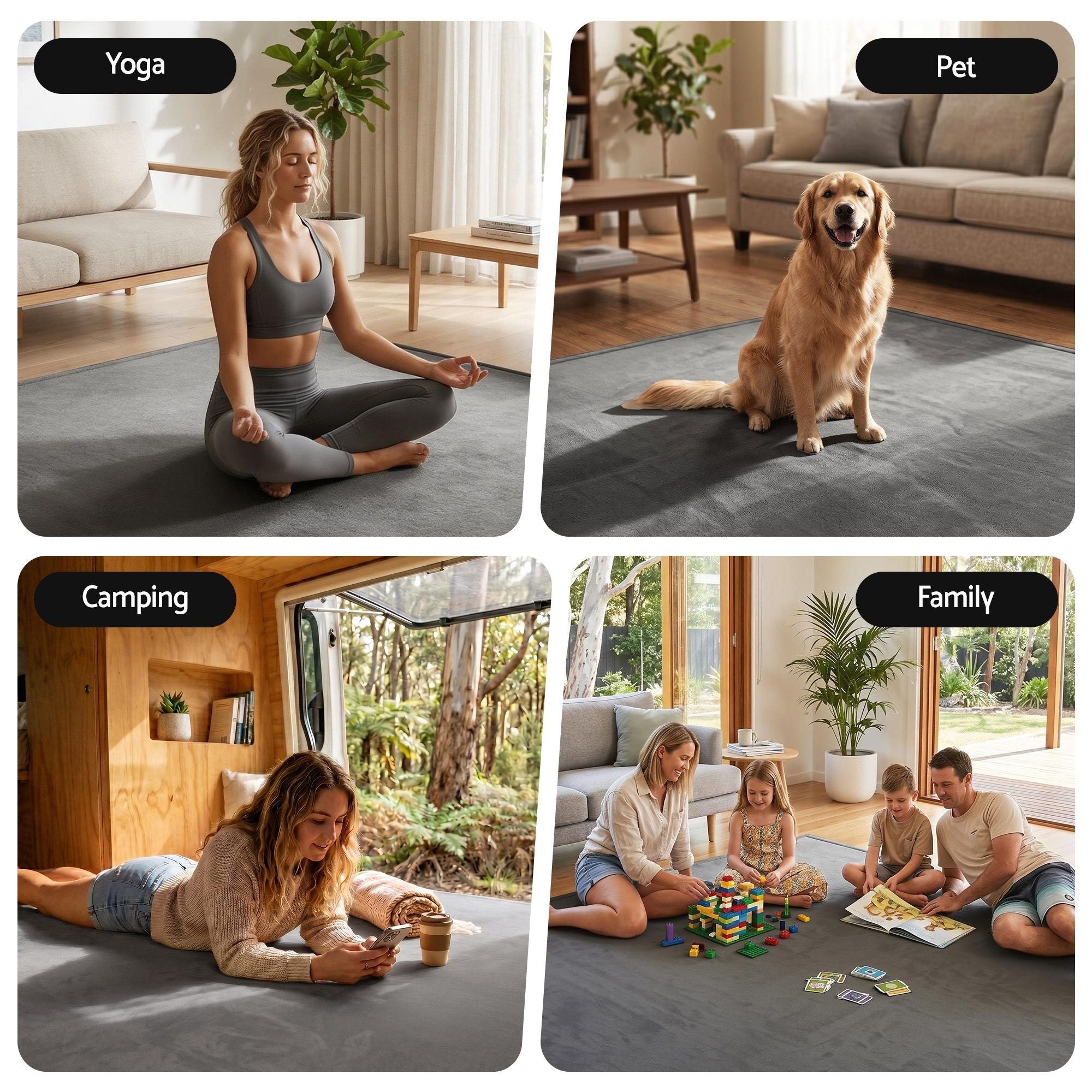 Tatami Mat Floor Mattress 3cm Thick Futon Rug 200x200cm - Grey