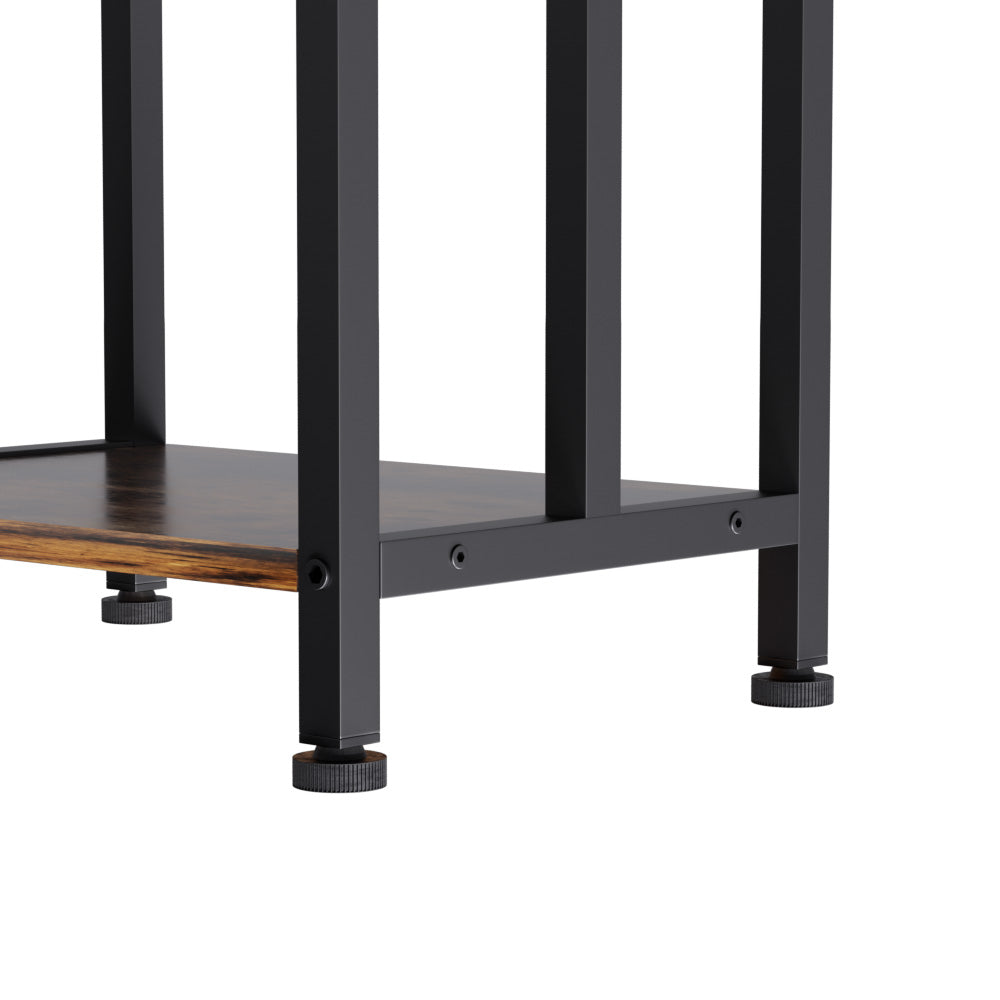Close-up of black metal legs and wooden base of the 3 Tier Towel Rack Rail Freestanding Holder Bathroom Organizer Laundry Drying Bar