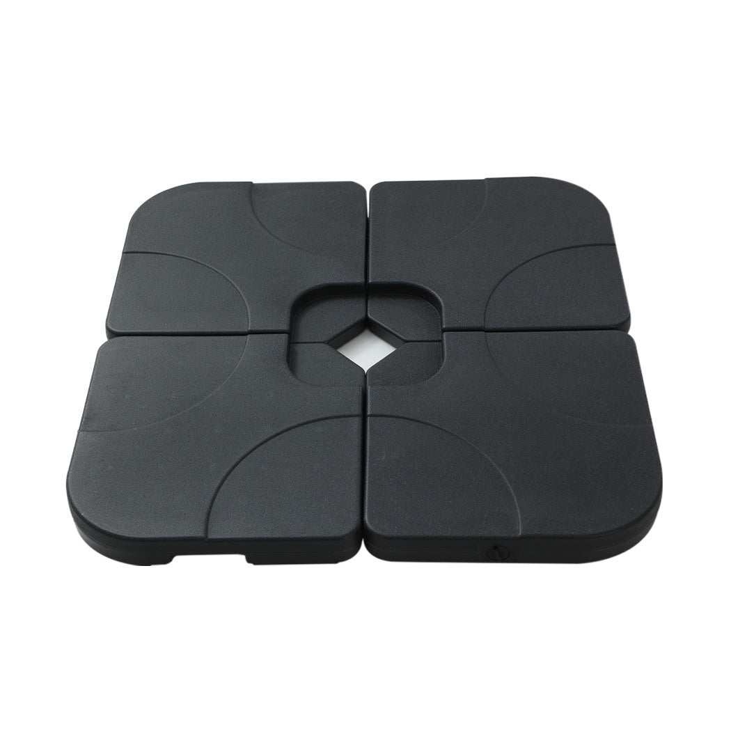 Black segmented umbrella base designed for 3m Outdoor Umbrella w/Base Cantilever Beach Roma 360 Degree Tilt Charcoal
