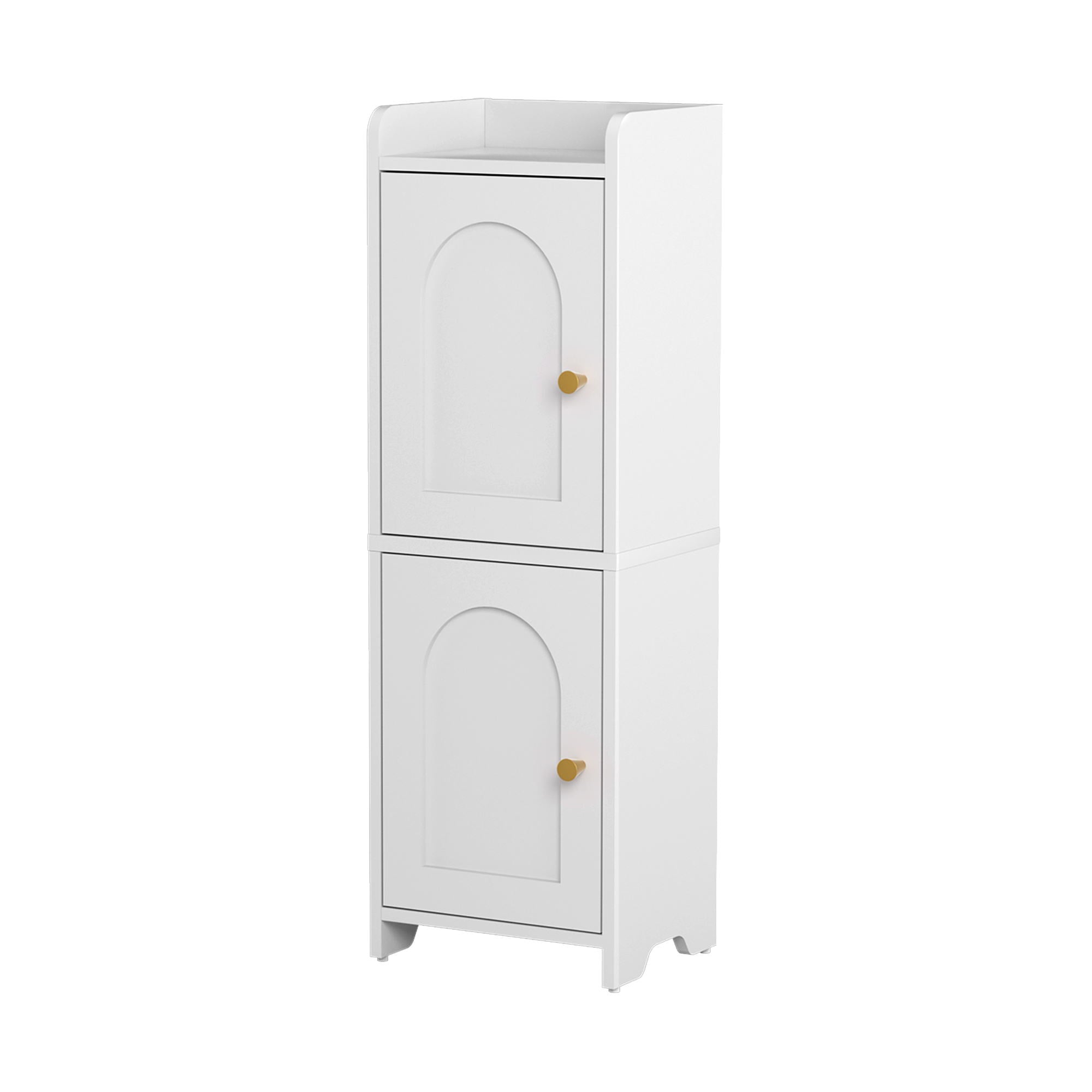 Slim 2-Tier Bathroom Storage Cabinet with Adjustable Shelves - White