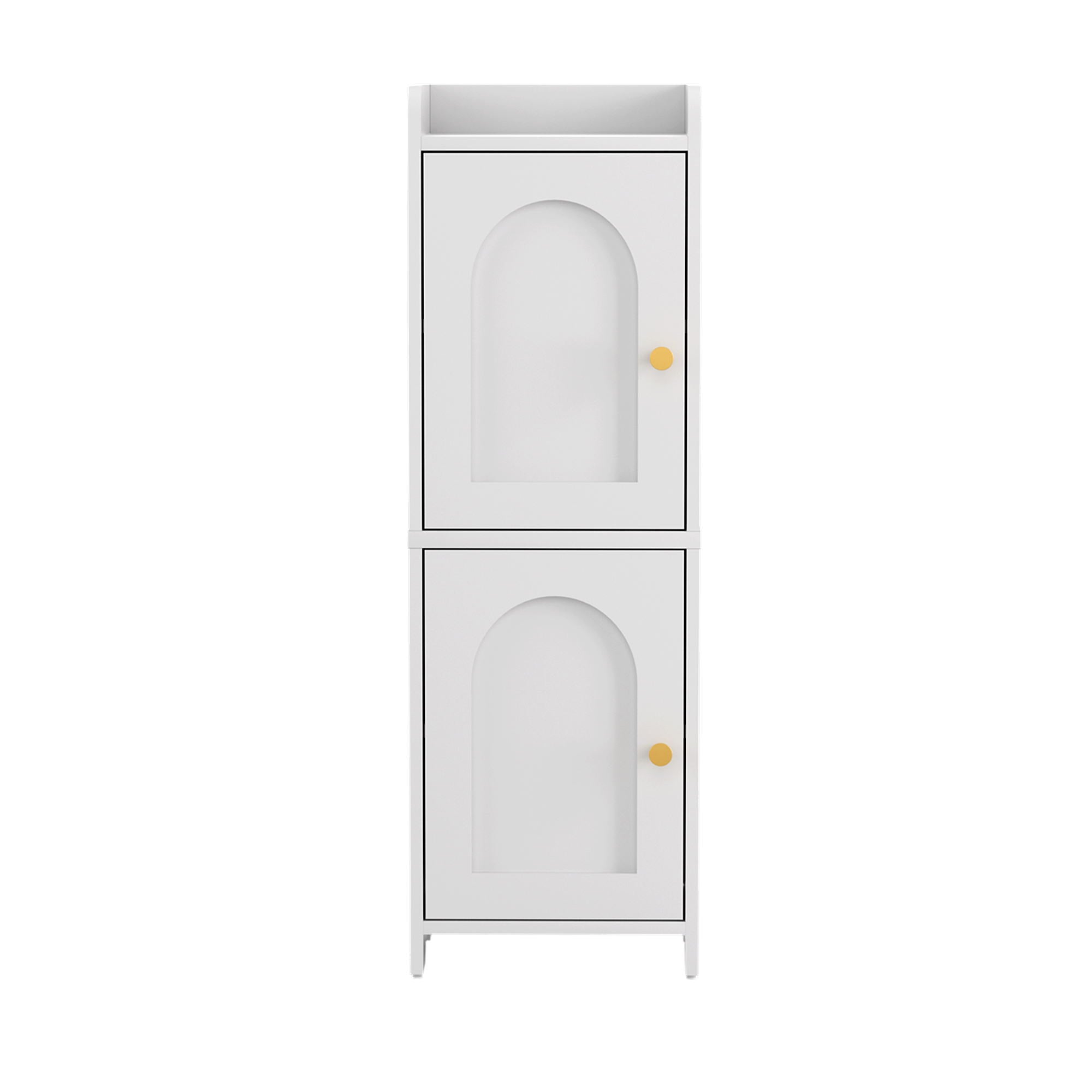 Slim 2-Tier Bathroom Storage Cabinet with Adjustable Shelves - White