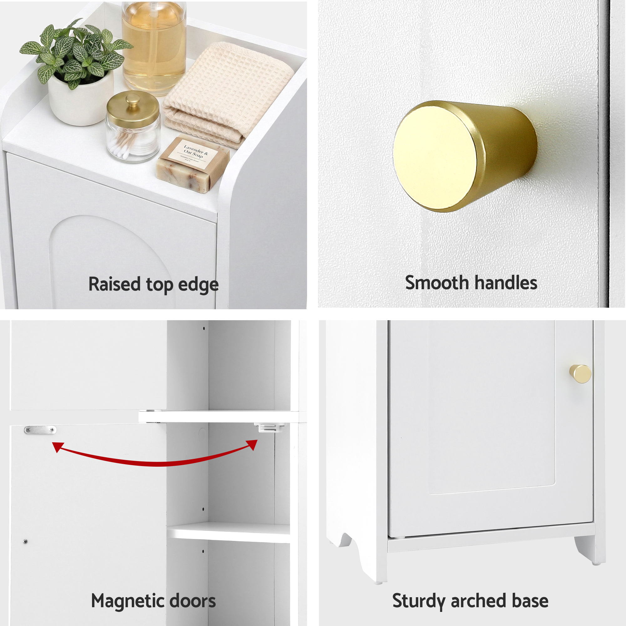 2-Tier Slim Bathroom Storage Cabinet Set with Adjustable Shelves - White