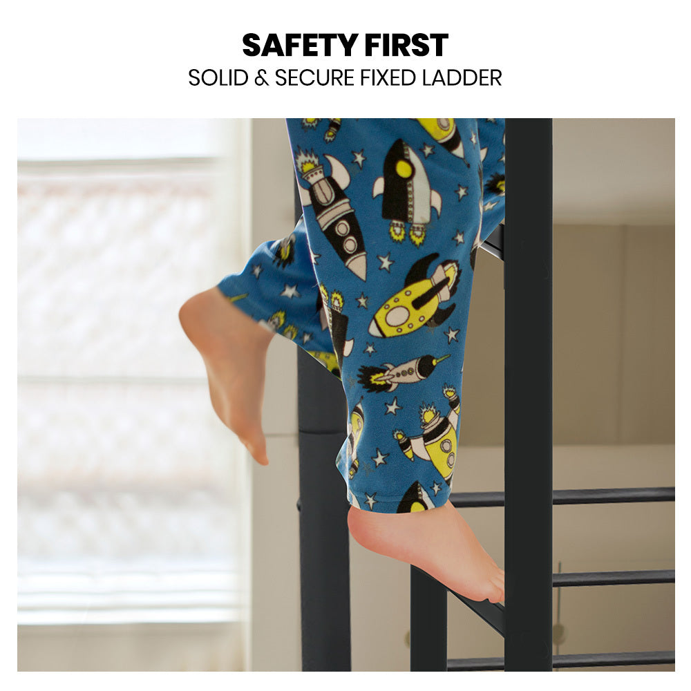 Single Over Double Metal Bunk Bed Frame - Dark Matte Grey