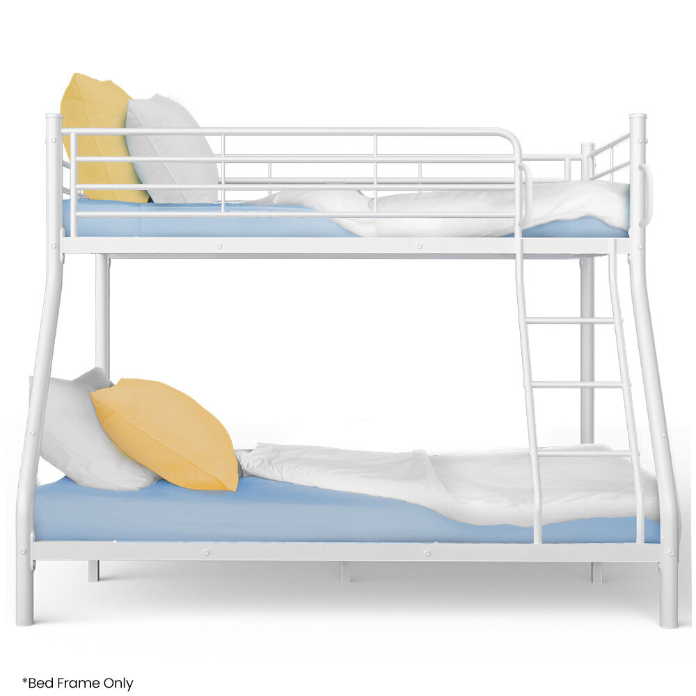 Single over Double Metal Bunk Bed Frame, Matte White