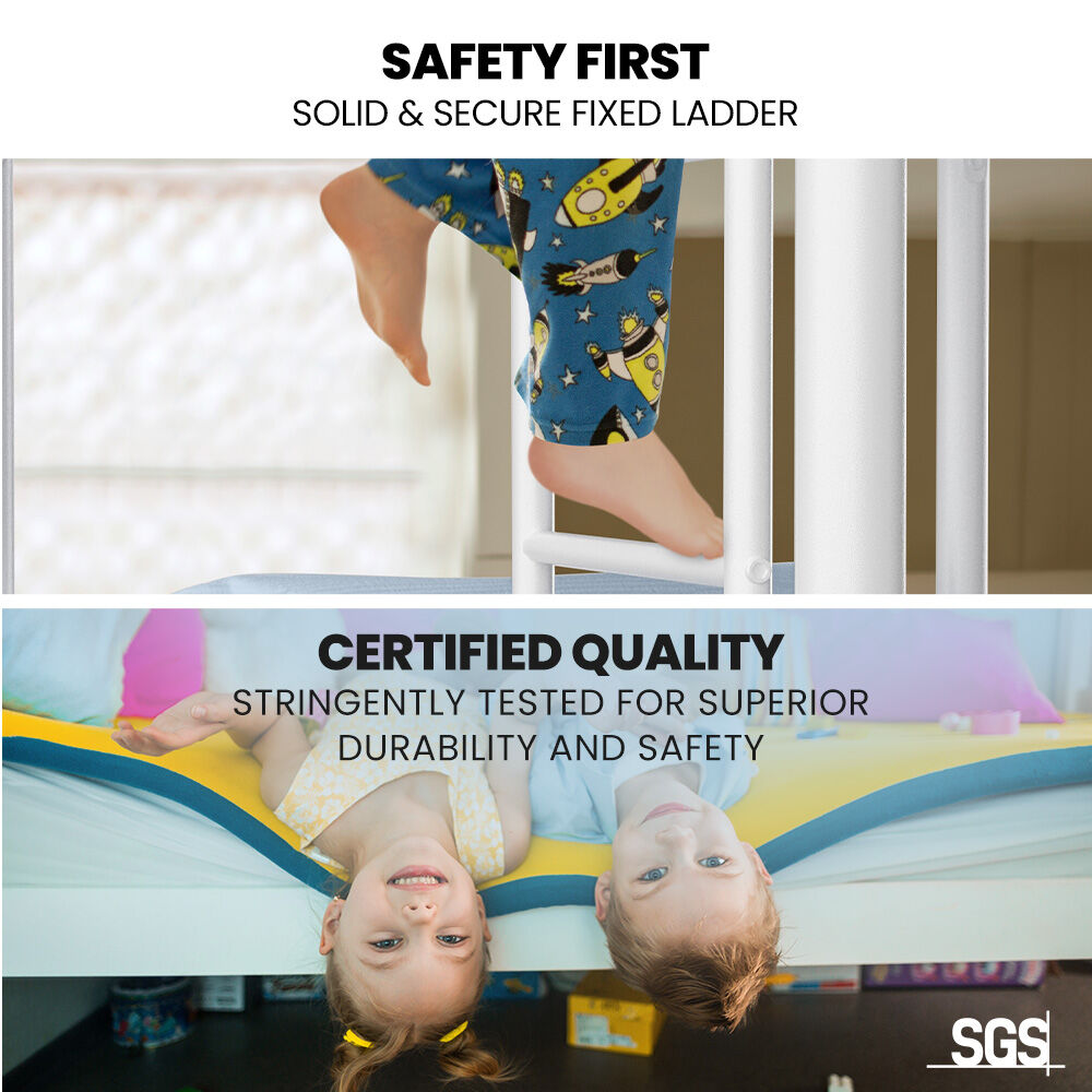 Single over Double Metal Bunk Bed Frame, Matte White