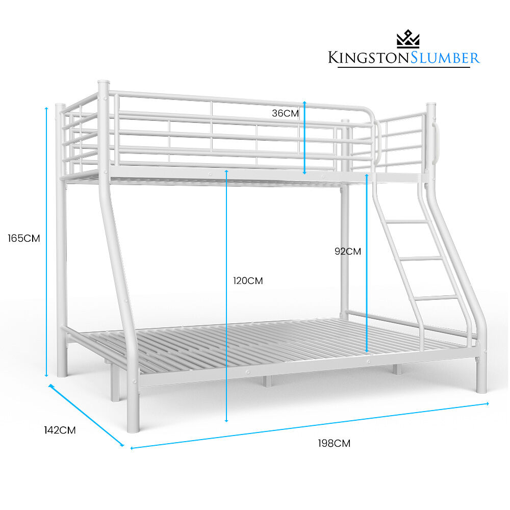 Single over Double Metal Bunk Bed Frame, Matte White
