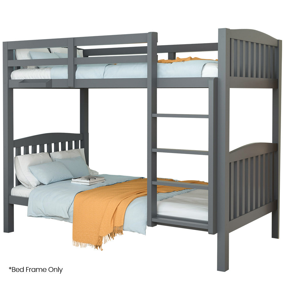 Single Bunk Bed Frame Solid Pine Wood Timber, Modular Design, Grey
