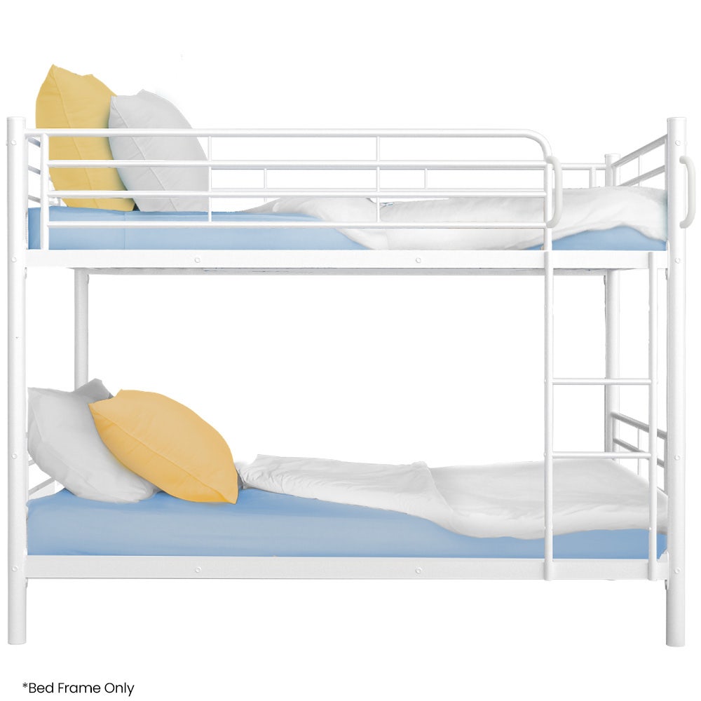 2in1 Single Metal Bunk Bed Frame, with Modular Design, Matte White