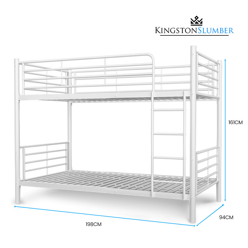 2in1 Single Metal Bunk Bed Frame, with Modular Design, Matte White