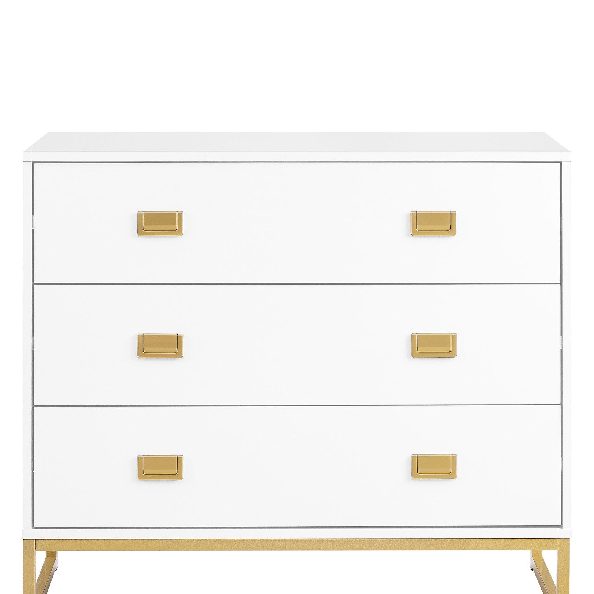 Amara Chest of Drawers Tallboy Dresser in White/Gold