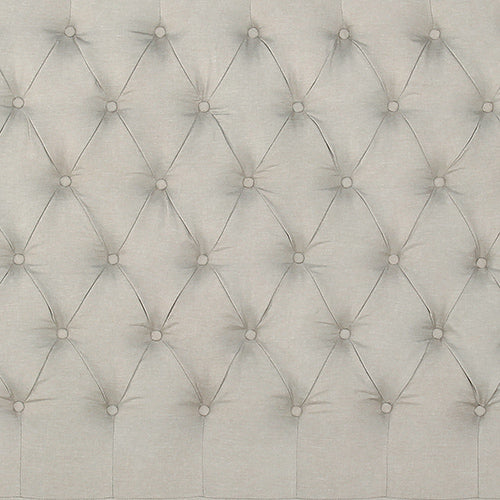 King Size | Sean Headboard in soft beige fabric with tufted diamond pattern and studded buttons for a classic bedroom look