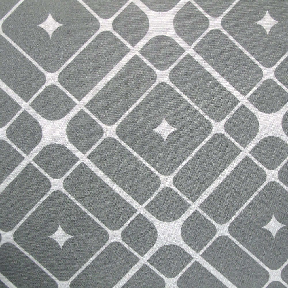 Close-up of geometric star pattern in grey and white on Artex Grey Stars Quilt Cover Set Queen fabric.
