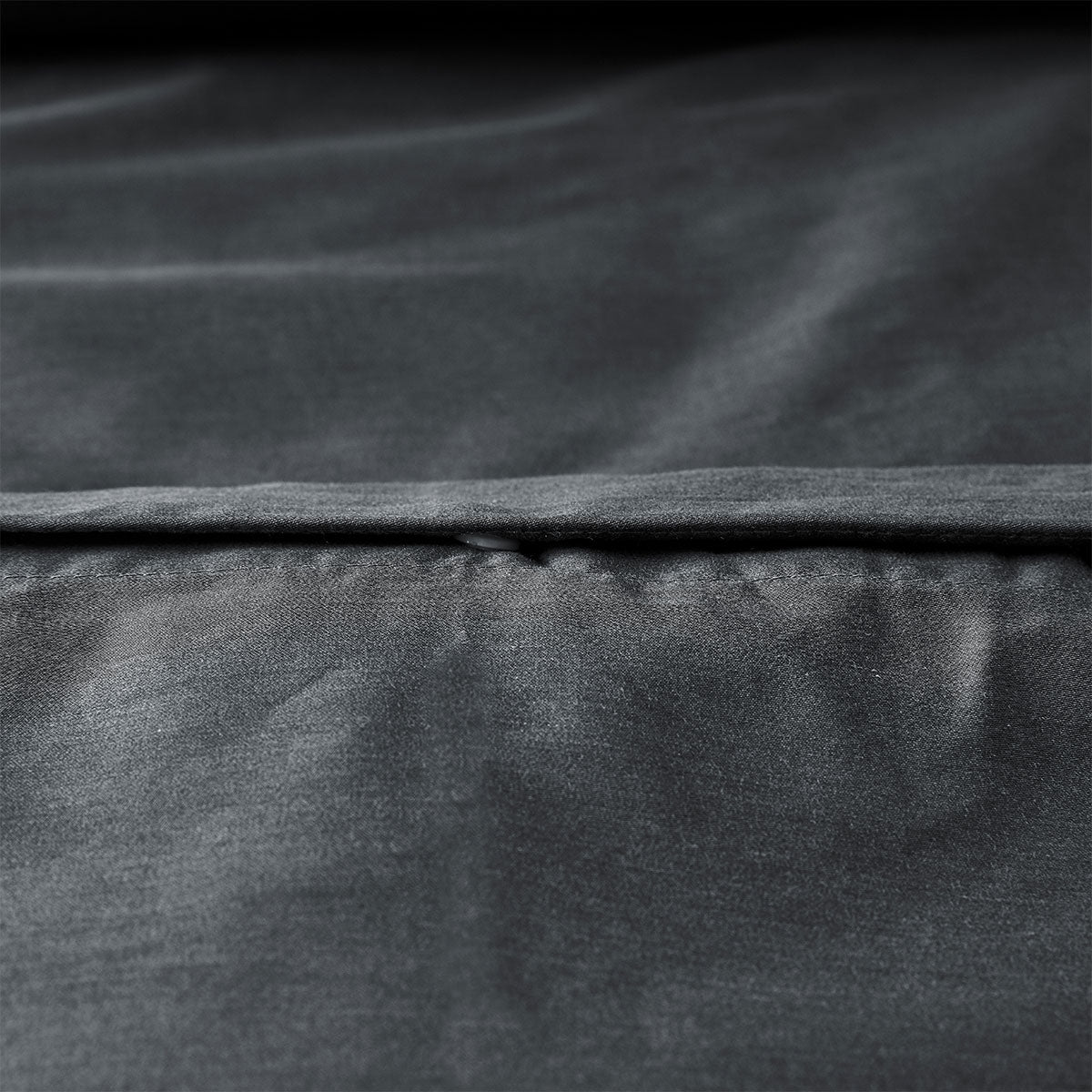 Close-up of smooth fabric texture of Charcoal 400TC Charcoal Bamboo Cotton Double Stitched Quilt Cover Set Single in charcoal color