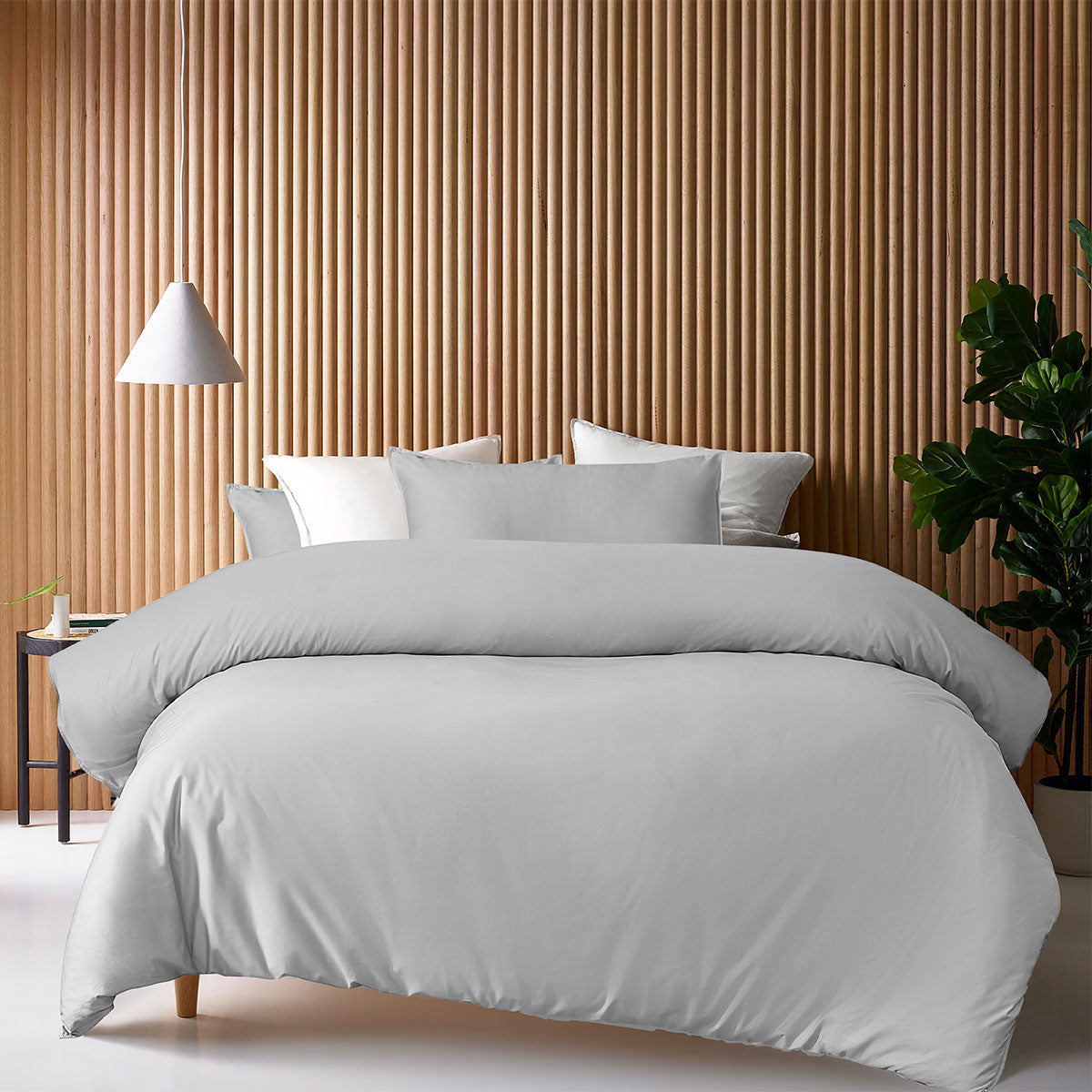 Grey 400TC Grey Bamboo Cotton Double Stitched Quilt Cover Set King