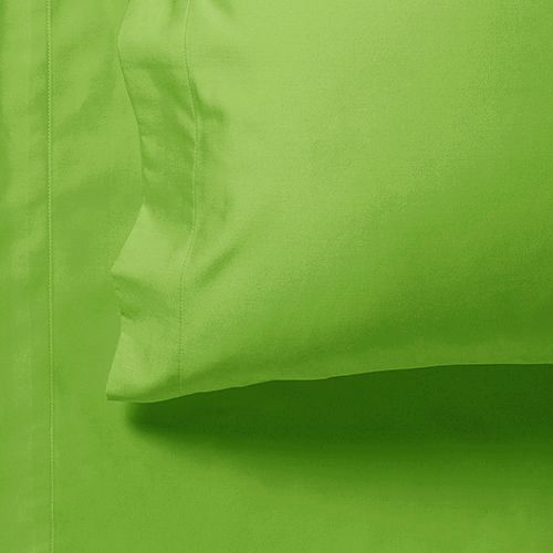 Close-up of green pillowcase and flat sheet from the 1000TC Ultra Soft Double Size Bed Green Flat & Fitted Sheet Set by Bedzy