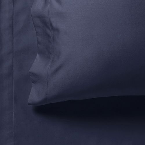 1000TC Ultra Soft Double Size Bed Midnight Blue Flat & Fitted Sheet Set showing smooth microfiber fabric texture
