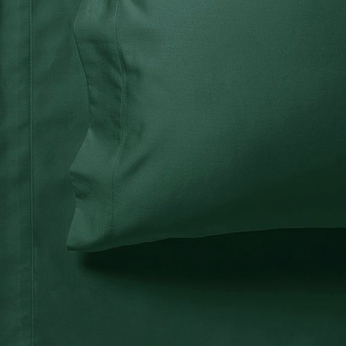1000TC Ultra Soft Double Size Bed Dark Green Flat & Fitted Sheet Set with matching pillowcase in solid color