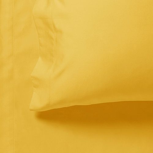 1000TC Ultra Soft Single Size Bed Yellow Flat & Fitted Sheet Set with matching pillowcase in bright solid color