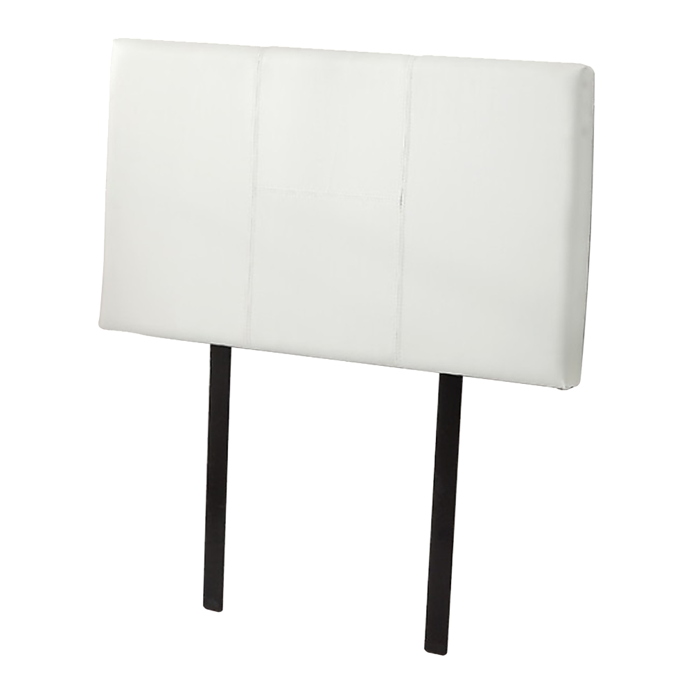 Single Size | Bed Headboard (White) with stitched design and metal mounting legs, stylish bedroom furniture accessory by Bedzy