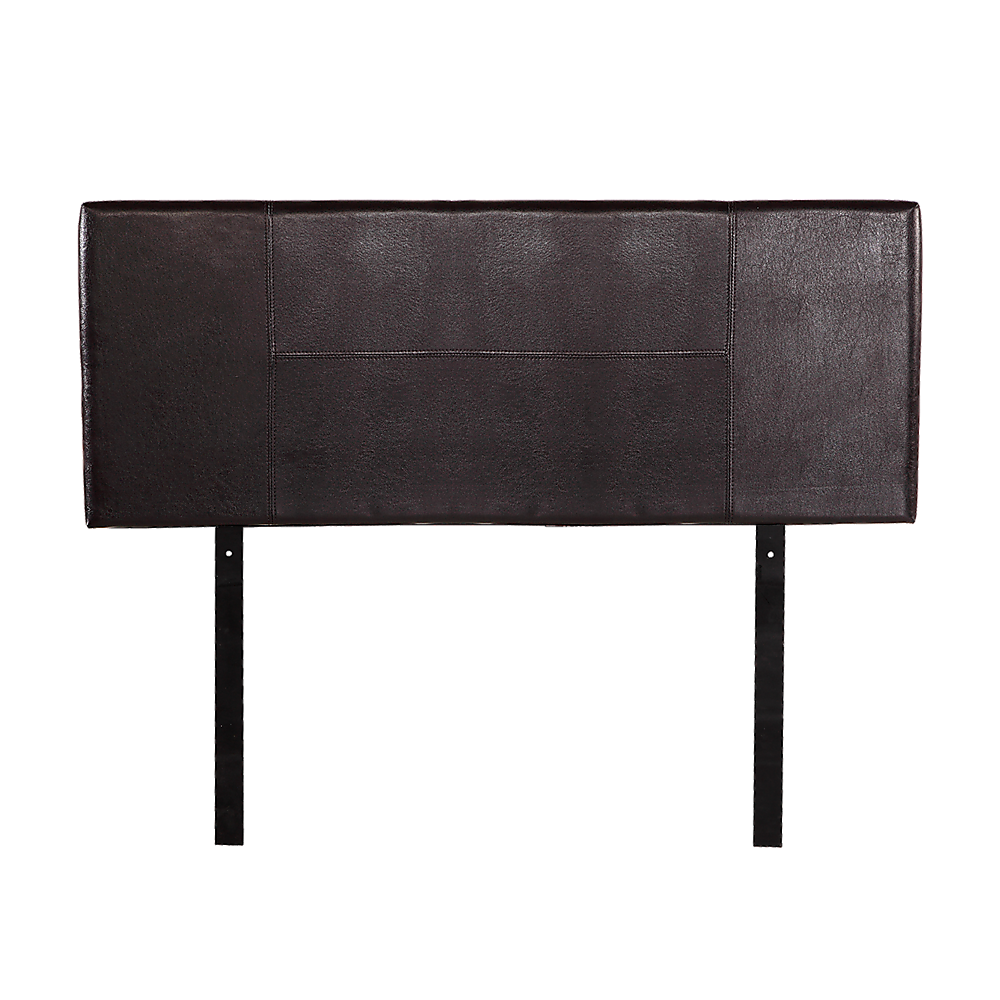 Double Size | PU Leather Bed Headboard Bedhead (Brown) with stitched panels for modern bedroom furniture by Bedzy.