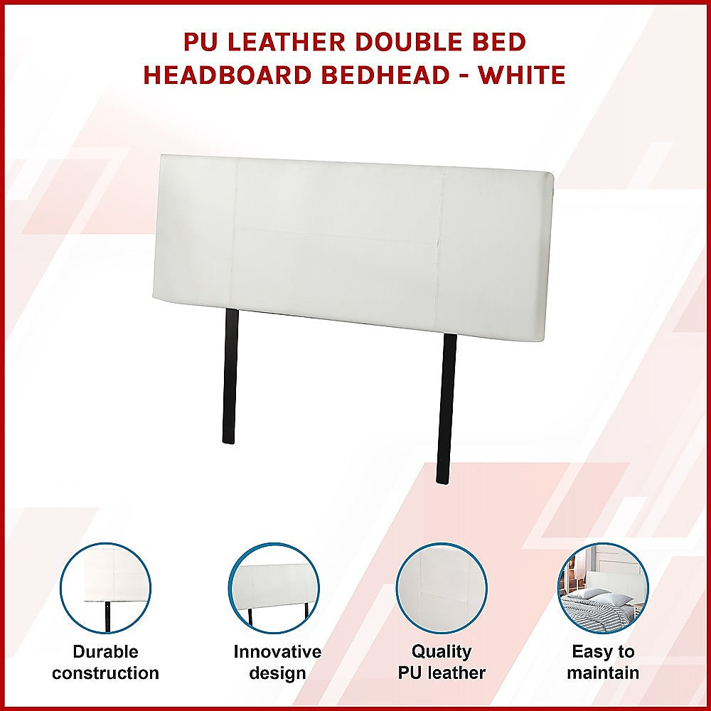 Double Size | PU Leather Bed Headboard Bedhead (White)