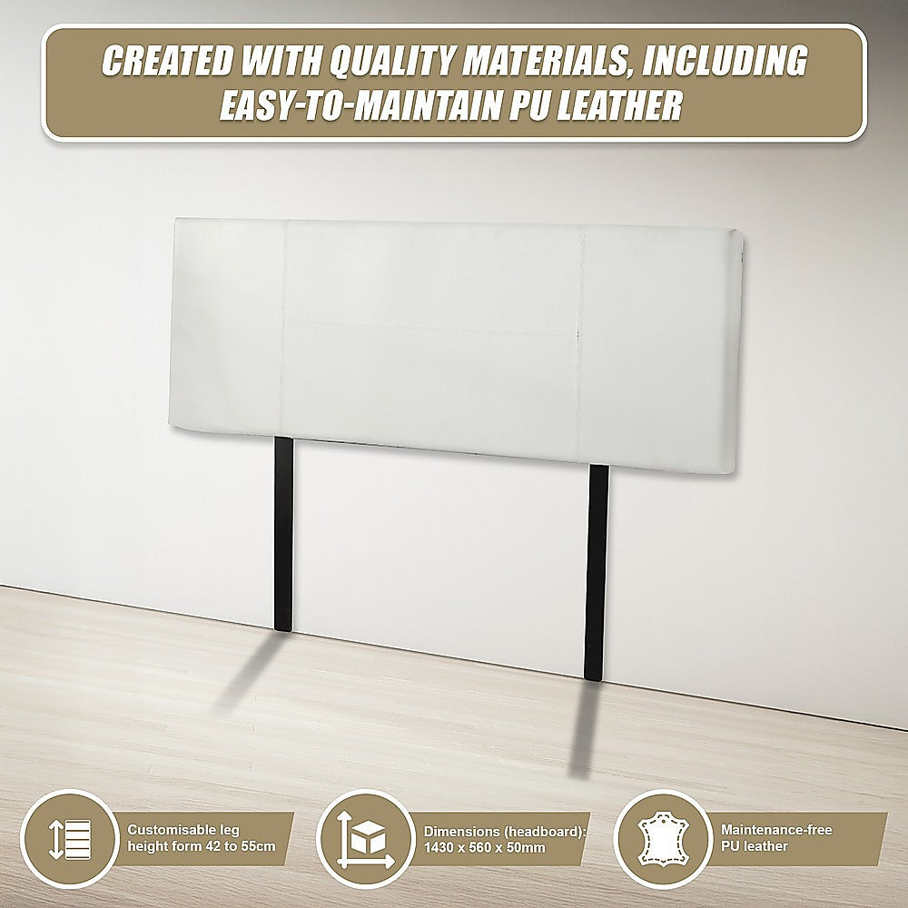 Double Size | PU Leather Bed Headboard Bedhead (White)