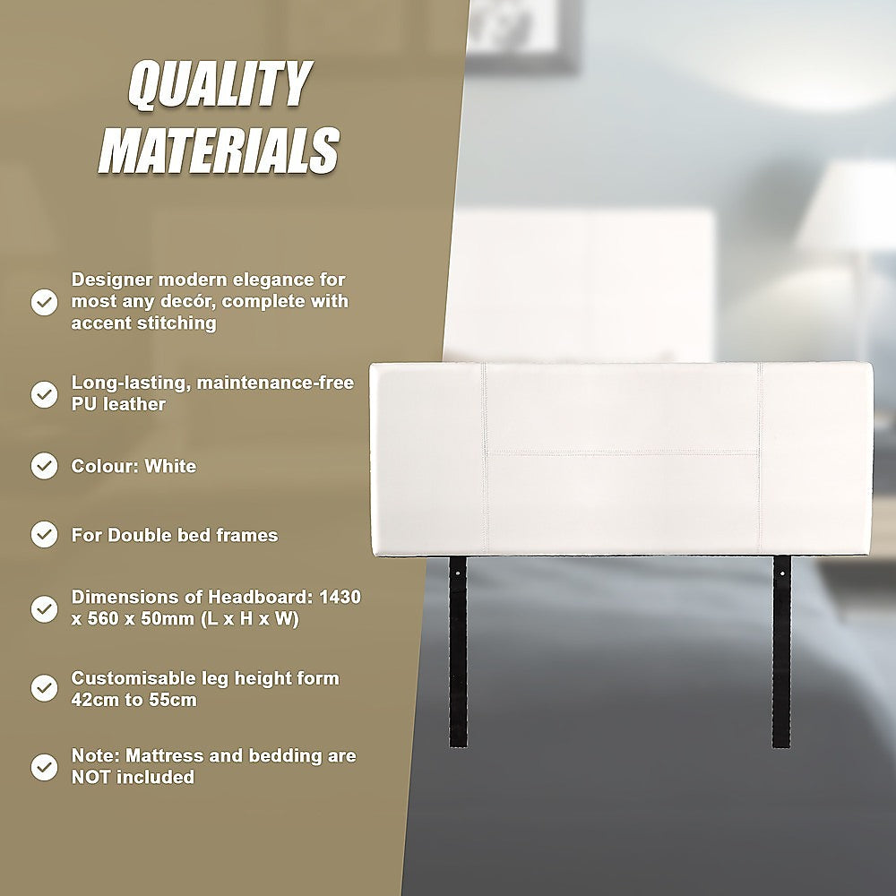 Double Size | PU Leather Bed Headboard Bedhead (White)