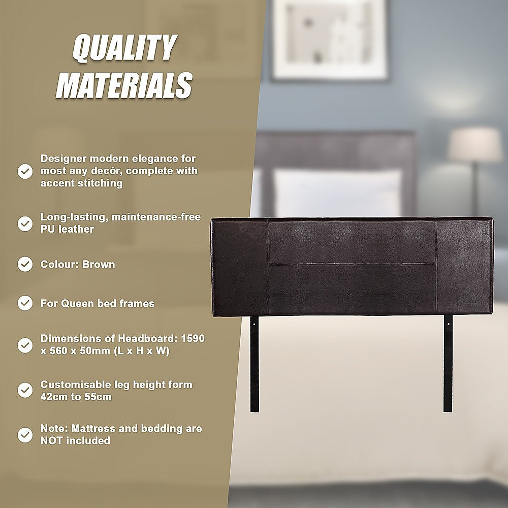 Queen Size | PU Leather Bed Headboard Bedhead (Brown)