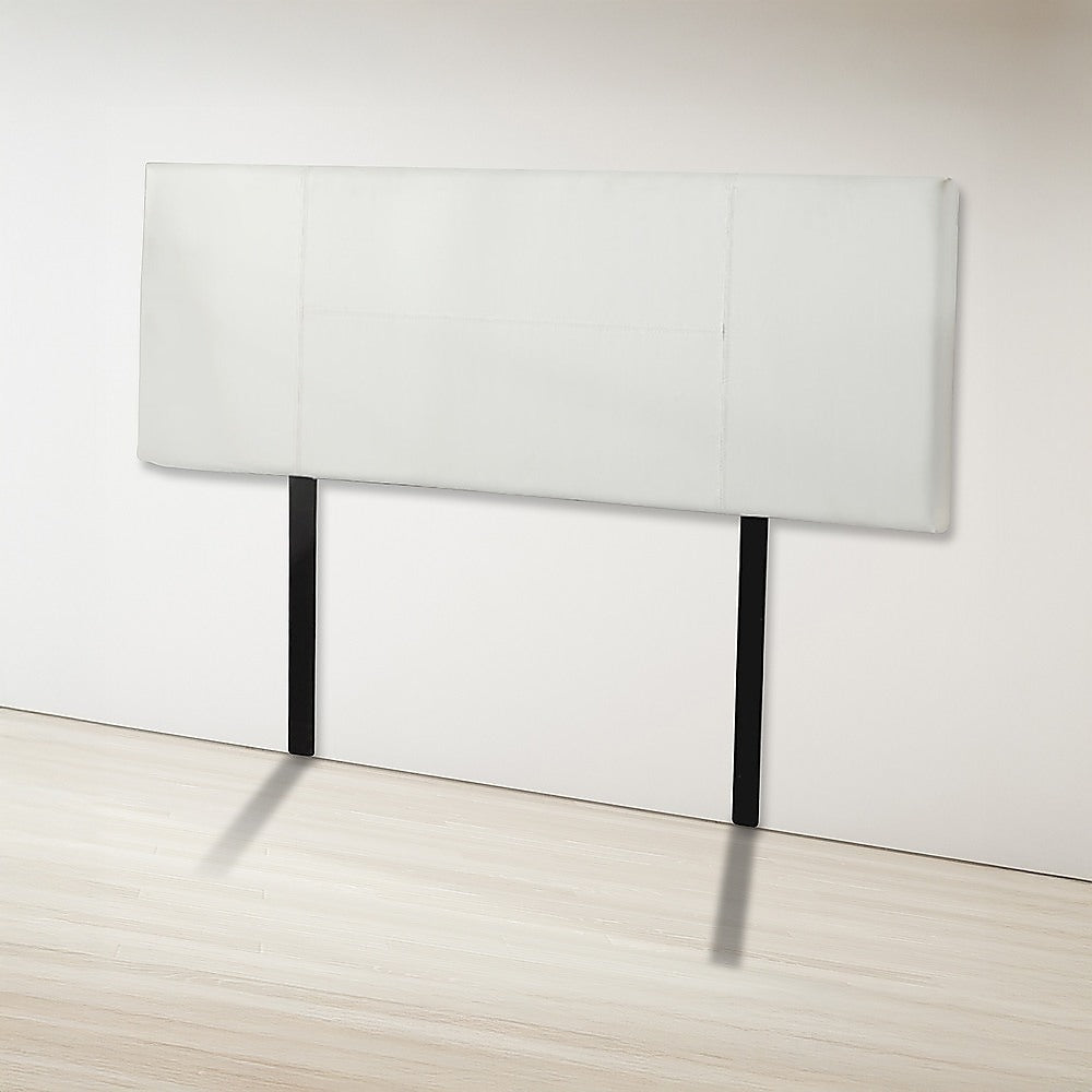 Queen Size | PU Leather Headboard Bedhead (White) with sleek panel design and black mounting legs for bedroom furniture by Bedzy