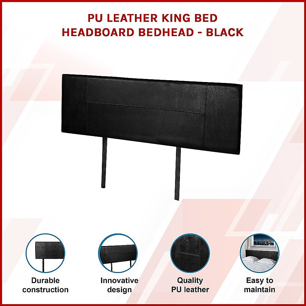 King Size | PU Leather Bed Headboard (Black) with durable construction, quality PU leather, and modern design for bedroom furniture.