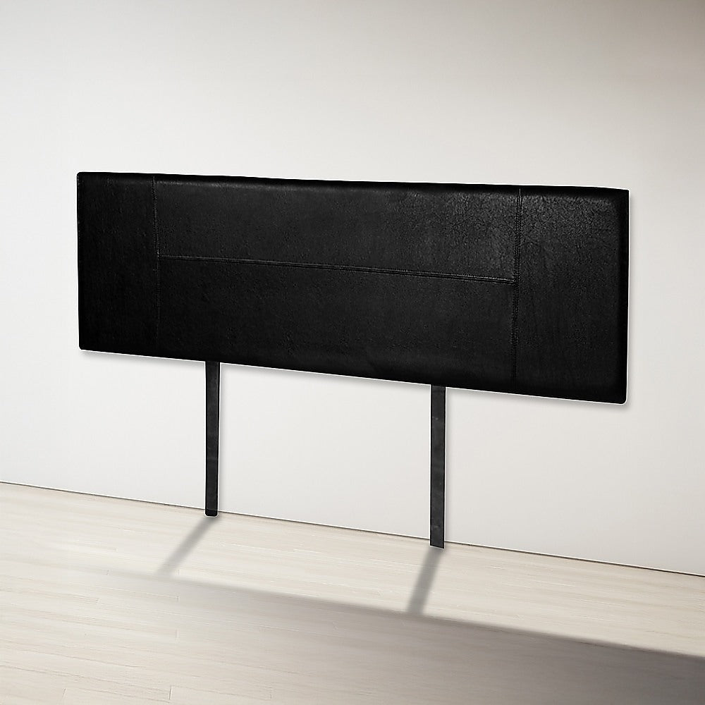 King Size | PU Leather Bed Headboard (Black) with stitched design, sleek black finish, and mounting legs for bedroom furniture
