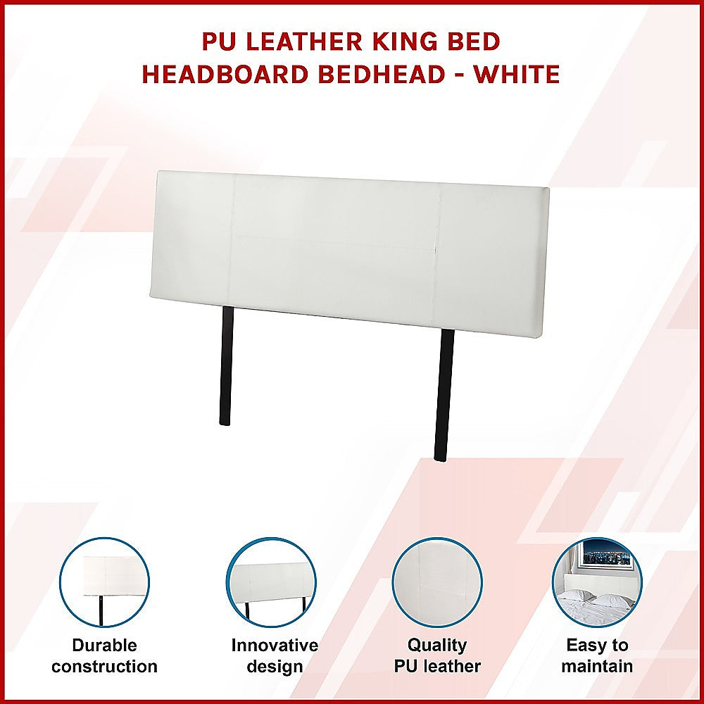 King Size | PU Leather Bed Headboard Bedhead (White)